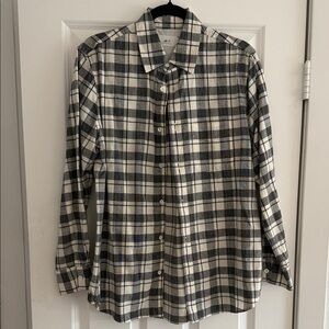 Mr P Men's Plaid Cotton-Linen Button-Down Shirt in Black & White - [Brand]